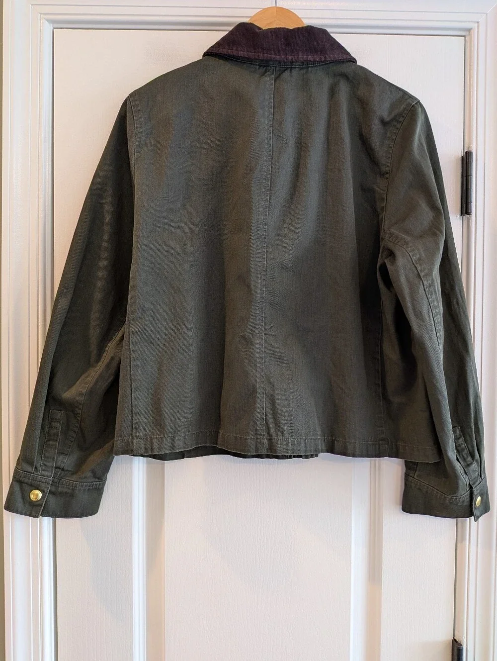 J. Crew Factory Cropped Field Jacket Mossy Green Brown Chore Barn Coat Size M